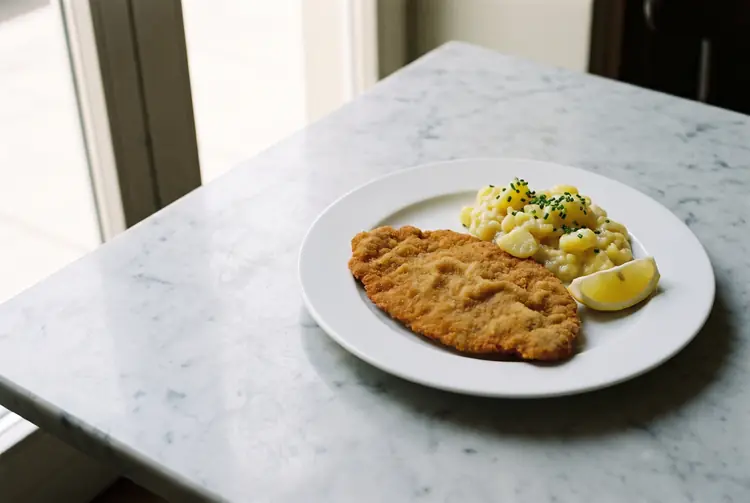 Tagesgericht auf weißem Porzellan